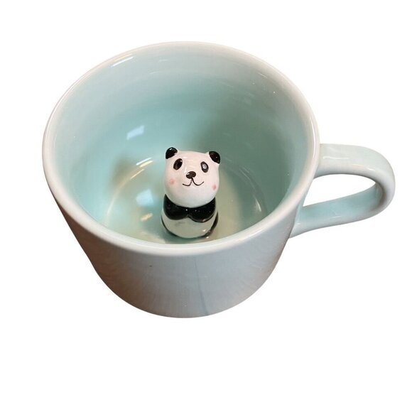 New 3D Coffee Mug Panda Inside Light blue Small Mug Cute Panda Mug - Picture 1 of 6
